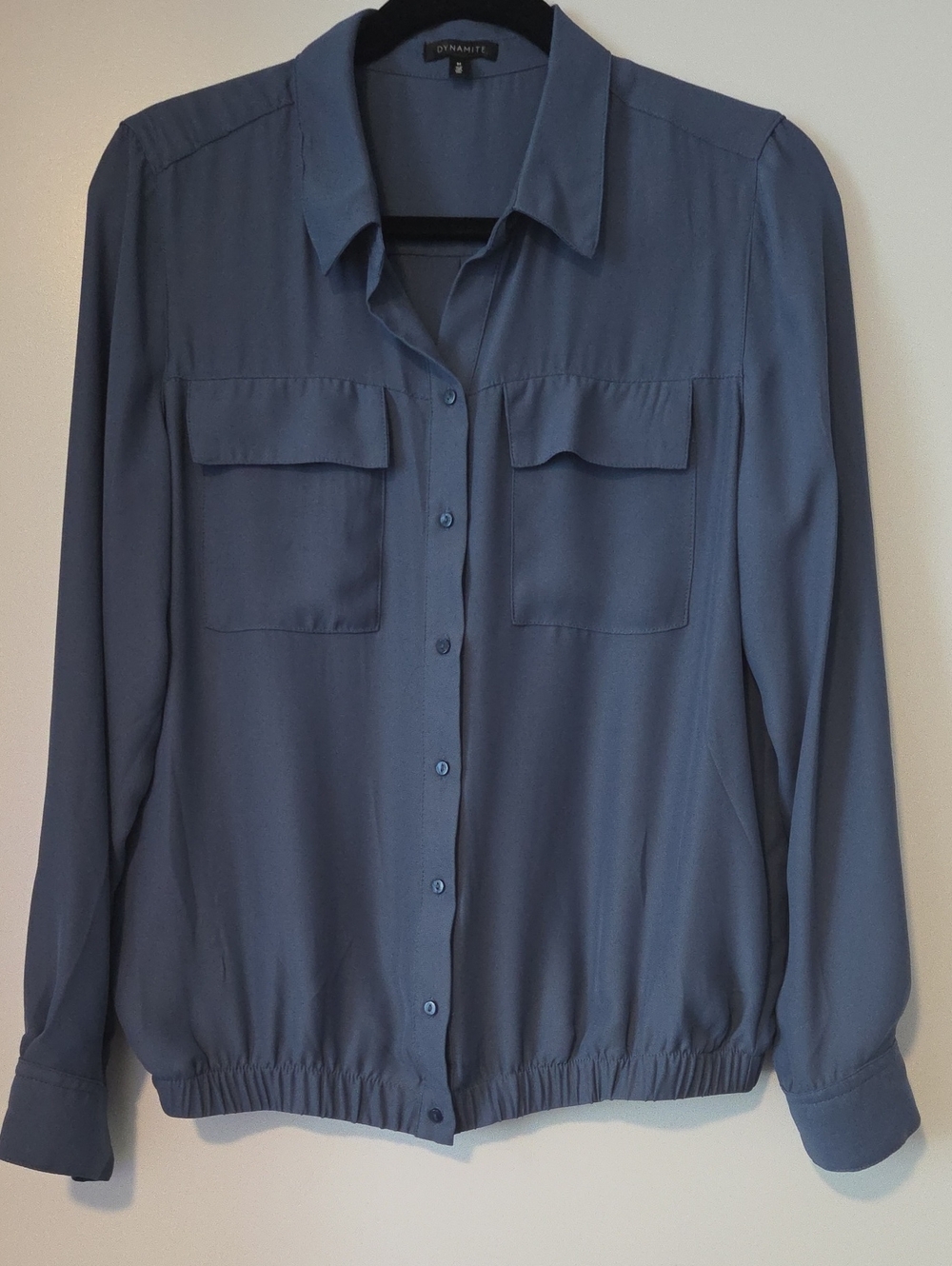 Dynamite Women's Dusty Blue Button-Up Blouse